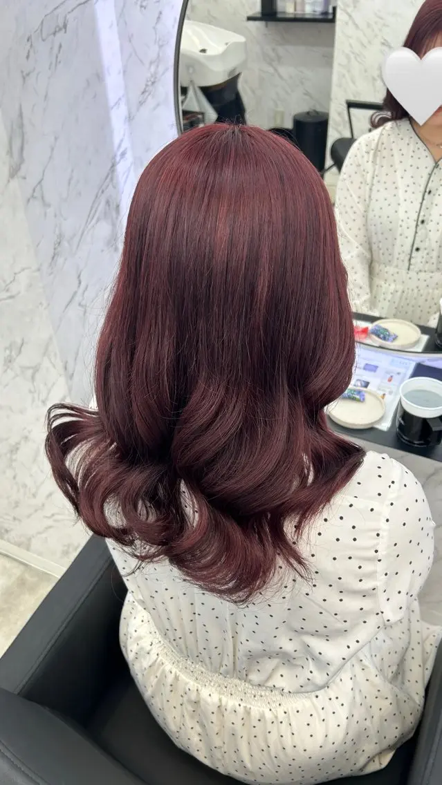 ロング カラー レッドカラー ヘアカラー カット¥1100 ✂️MIUのヘアスタイル
