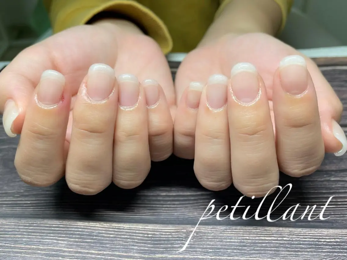 ネイル クリアネイル 長さ出し ジェルネイル nail salon petillantのネイルデザイン