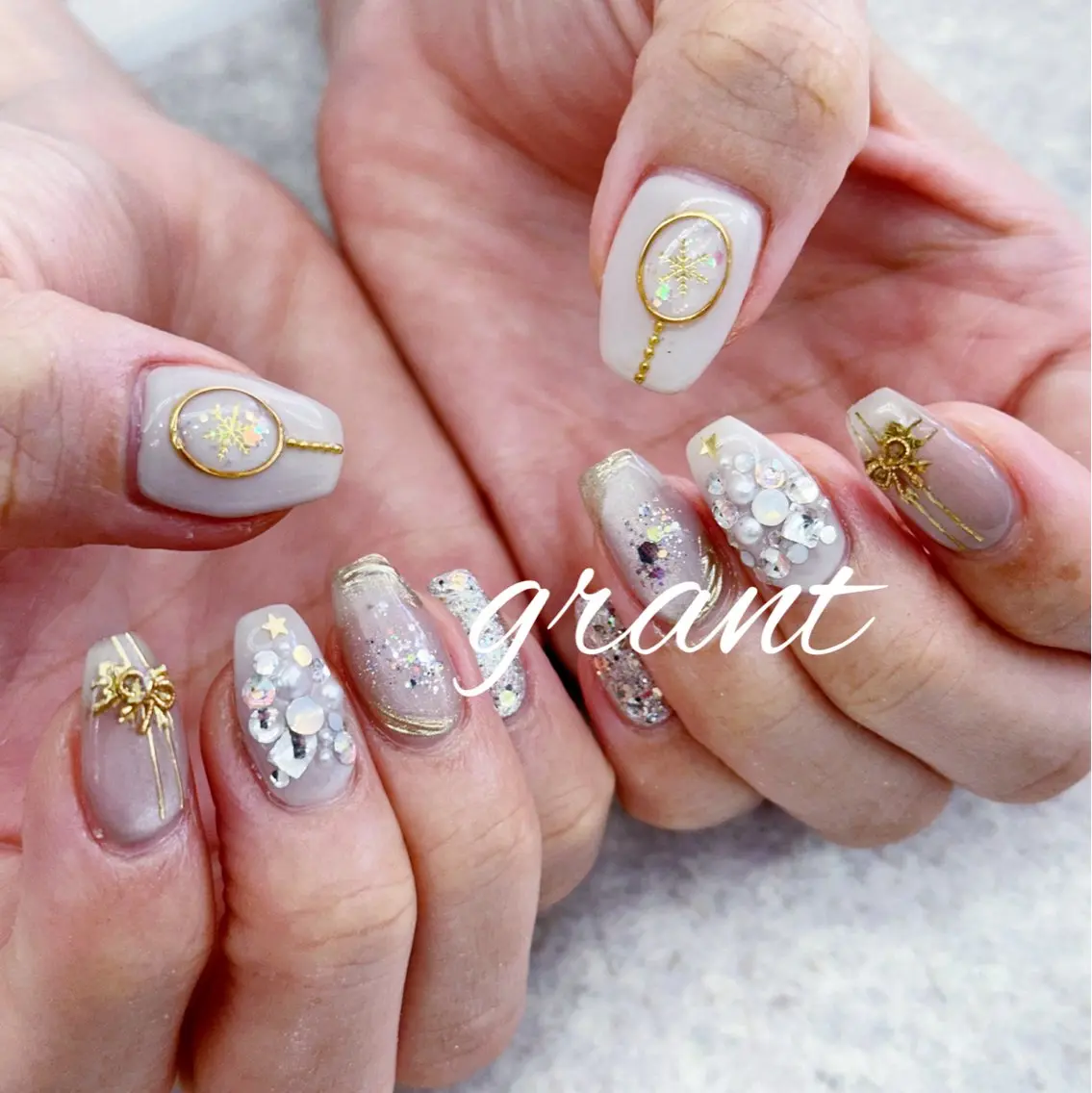 ネイル 冬ネイル クリスマス ハンドネイル nailsalon grantのネイルデザイン