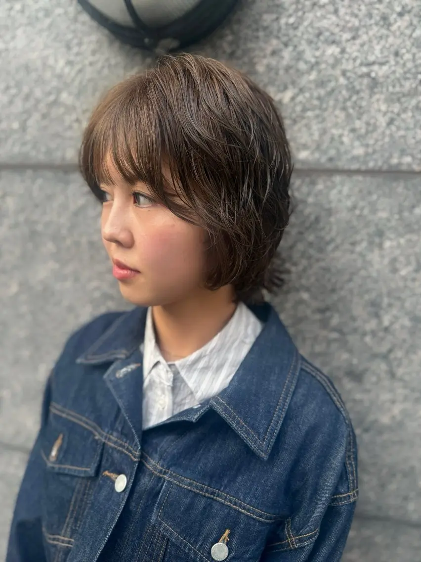 ミディアム カラー パーマ カット ヘアカラー パーマ トリートメント 似合わせレイヤー/ ケアパーマ/高倉のヘアスタイル