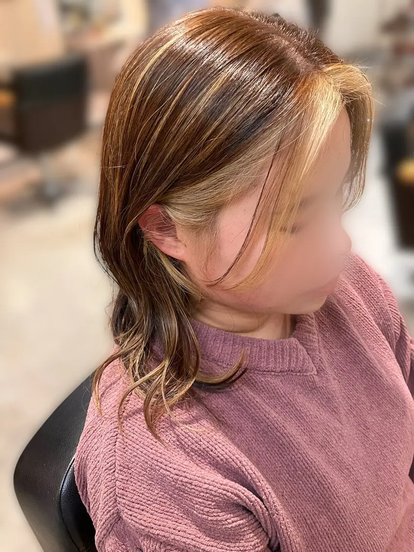 ミディアム カラー ミストバング デザインカラー フェイスフレーミング ハイライトカラー ハイライト ヘアカラー ⭐️こもだ⭐️ ⭐RISEHAIR⭐のヘアスタイル