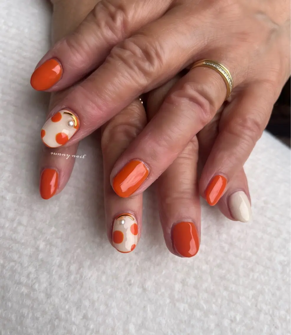 ネイル ジェルネイル オレンジ パラジェル sunny nailのネイルデザイン