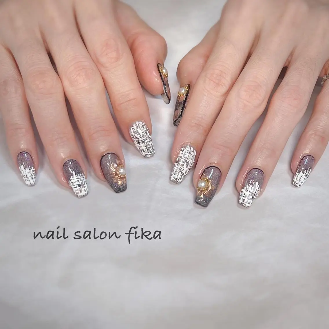 ネイル ツイードネイル nail salon fikaのネイルデザイン