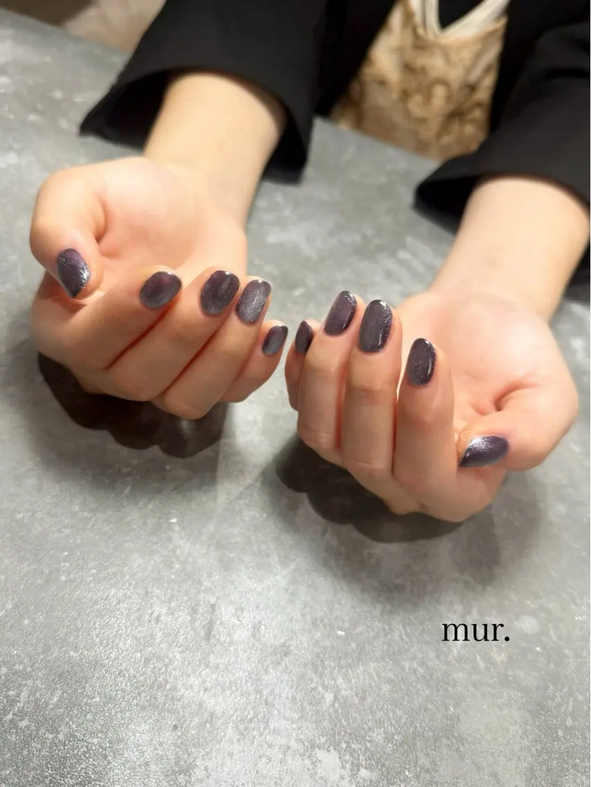ネイル キラキラネイル マグネットネイル ワンカラーネイル mur. harukaのネイルデザイン