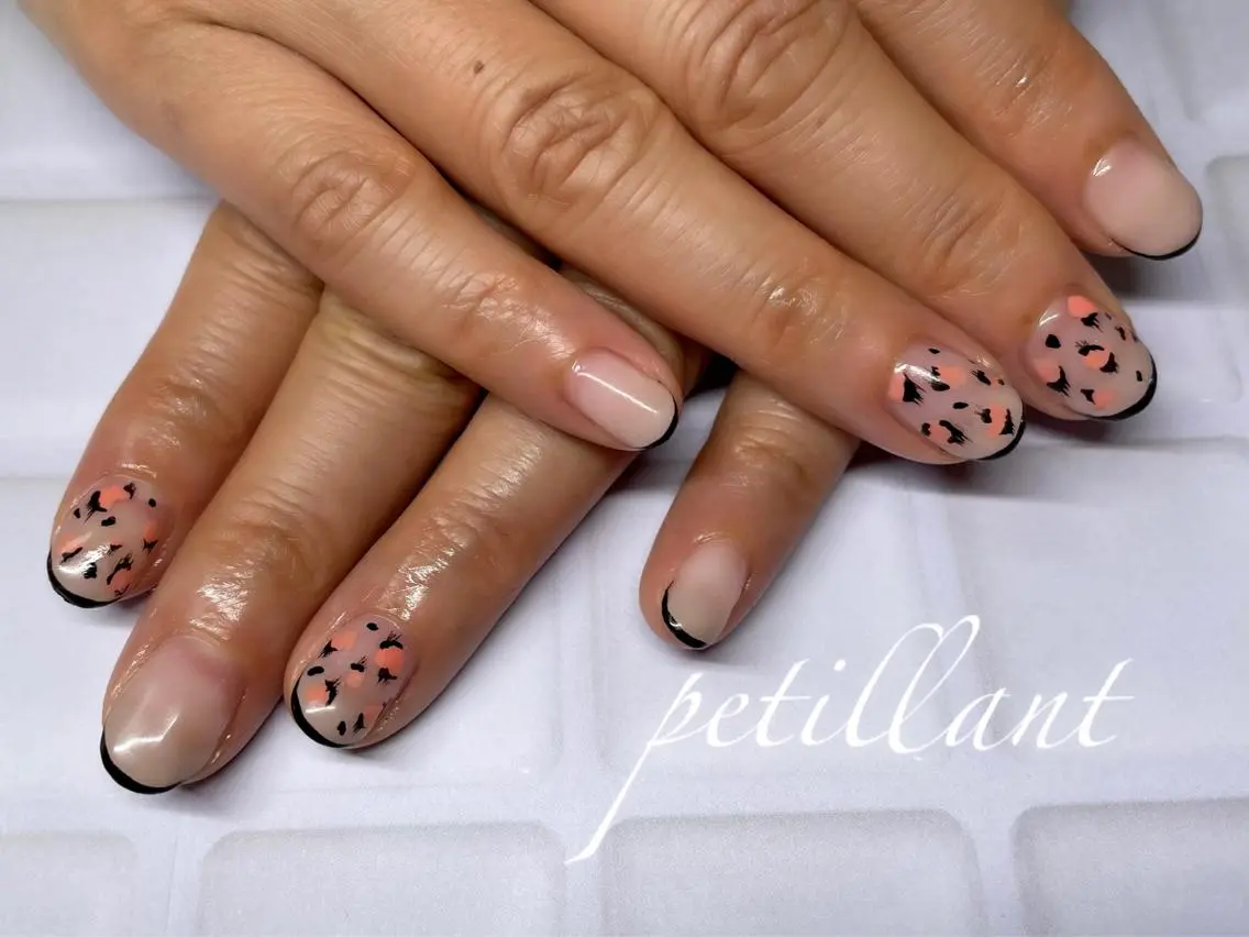 ネイル アニマル柄 グラデーション ピンク ピンクベージュ nail salon petillantのネイルデザイン