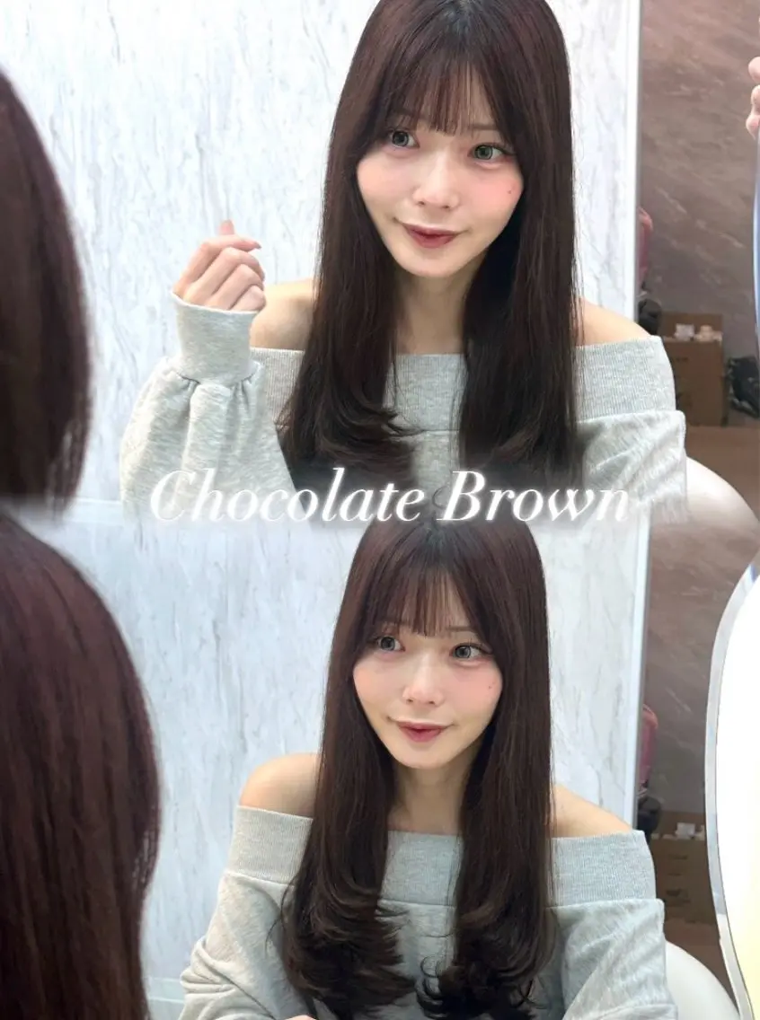 セミロング カラー ヘアアレンジ 黒髪 ブルーカラー ブルーブラック ブラウンカラー 透明感カラー カット ヘアカラー 🖤kana韓国ヘア 艶髪カラー特化🖤のヘアスタイル
