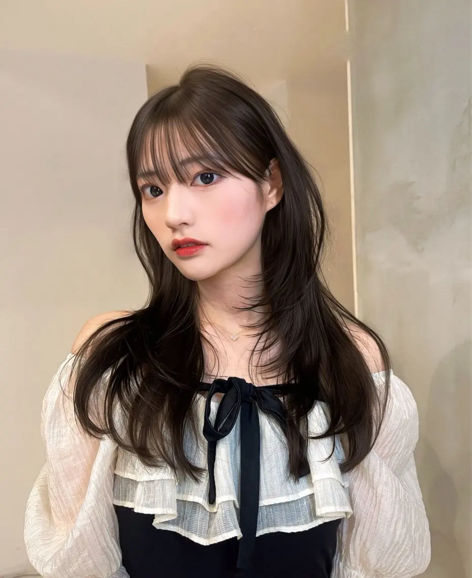 ロング カット ヘアカラー トリートメント 海野翔吾🇨🇳 ワンホンレイヤーのヘアスタイル