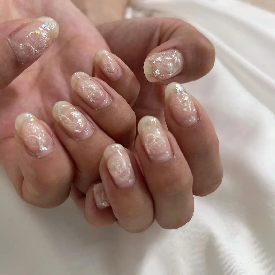 ネイル クリアネイル 氷ネイル・うるうるネイル キラキラネイル 韓国ネイル 夏ネイル ハンドネイル tytto nail ❤︎‪‪eri‪‪のネイルデザイン