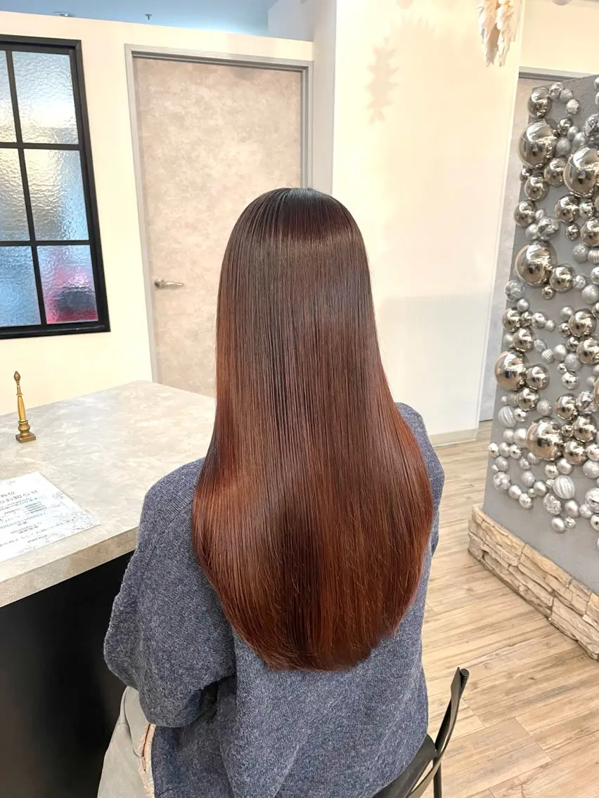 ロング カット 縮毛矯正 VISAGE ba.sk 金子詩帆のヘアスタイル