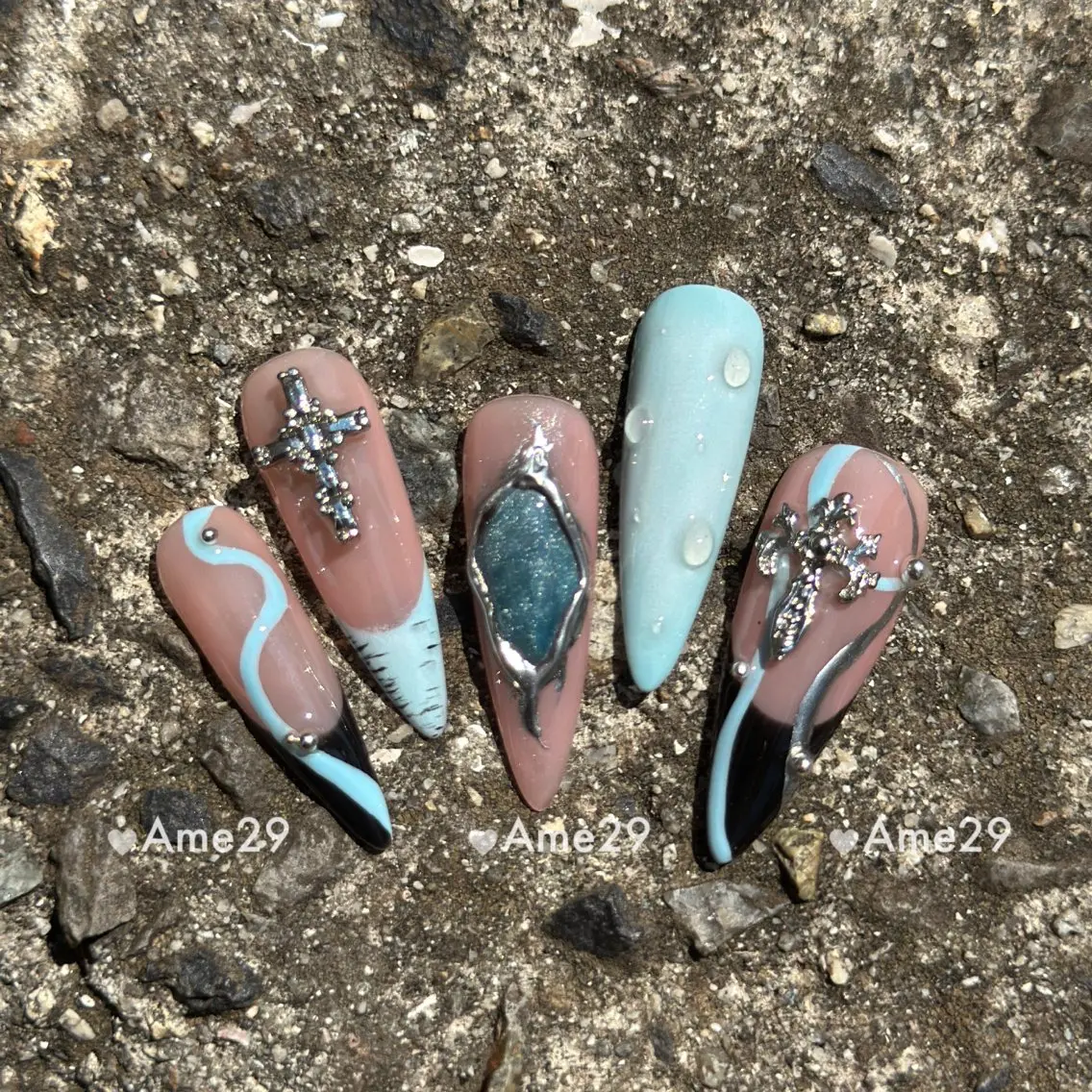 ネイル 長さ出し ネイルチップ AME29 Nail ネイルサロンのネイルデザイン