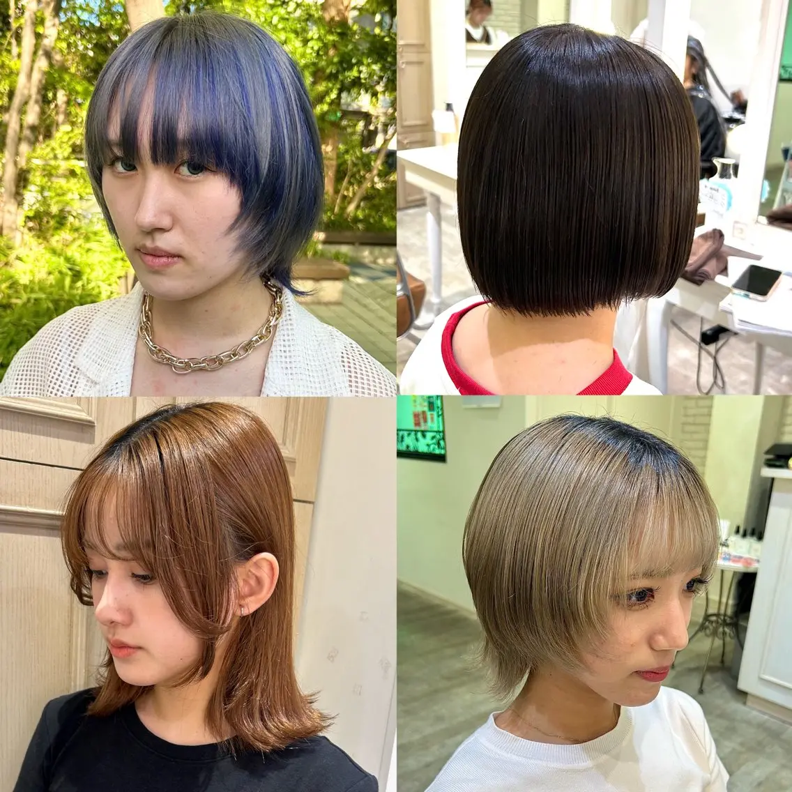 ミディアム ボブ 顔まわりレイヤー 顔周りカット レイヤーカット ミユ🎀長さ出し 🎨デザインカラーのヘアスタイル