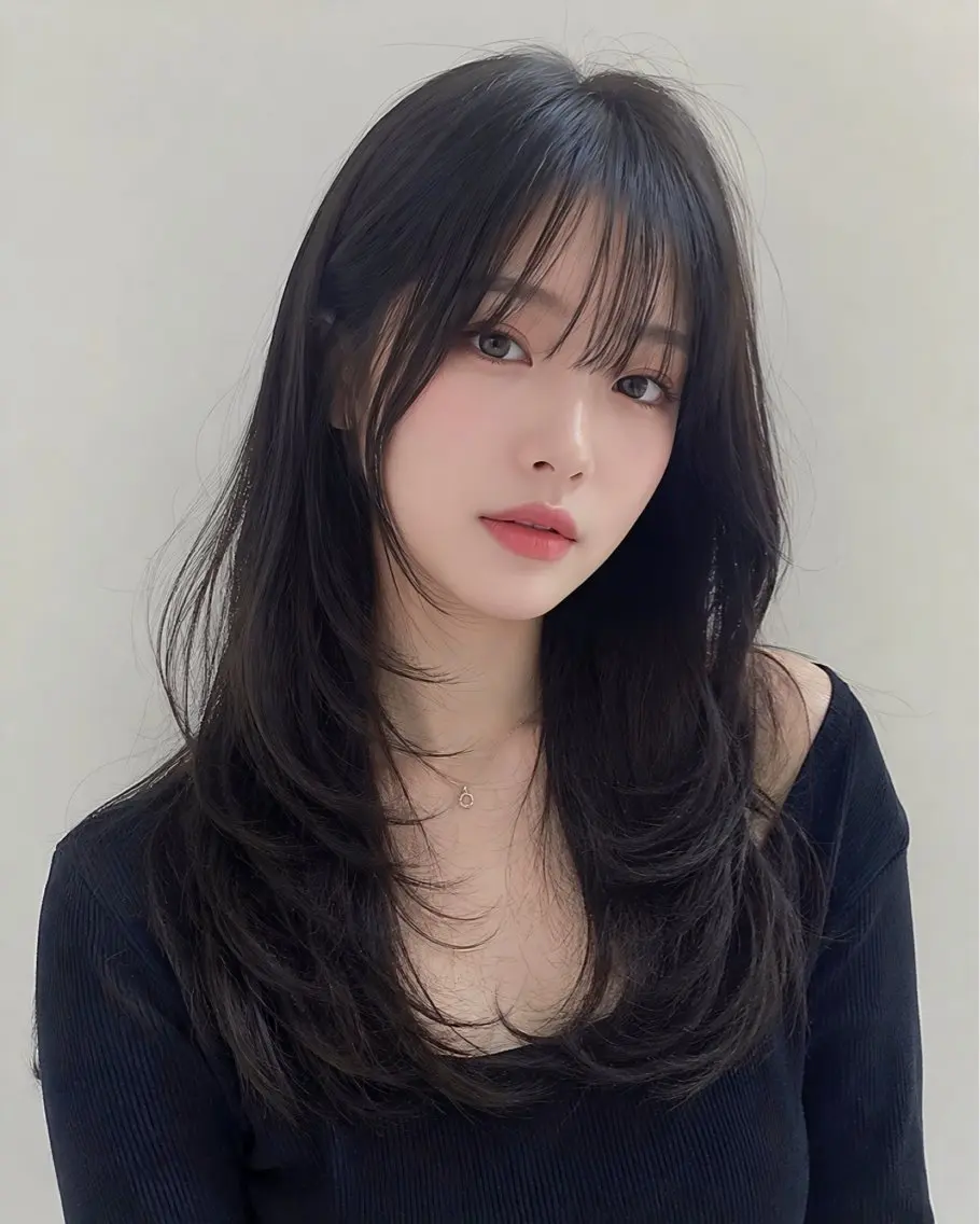 セミロング カラー カット トリートメント 【韓国ヘア×透明感 カラー】笹谷 莉未のヘアスタイル