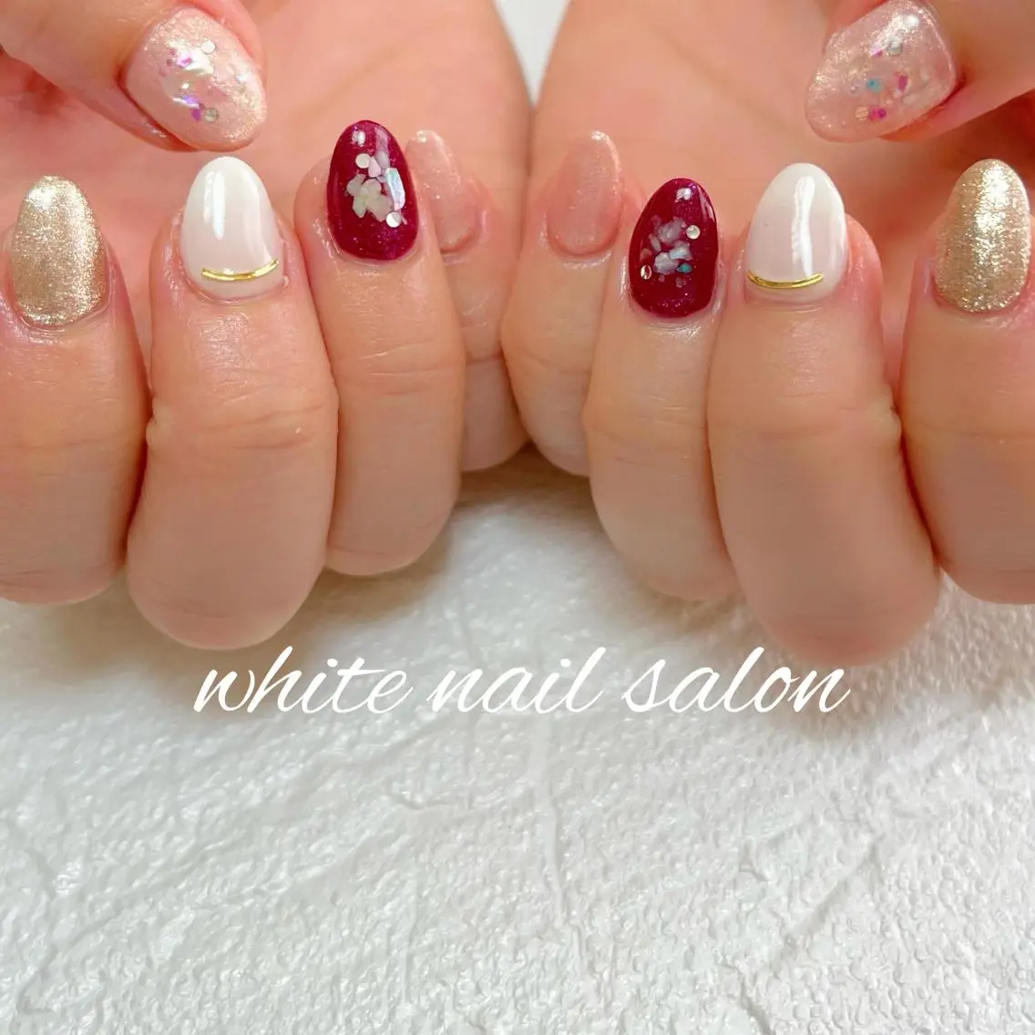 ネイル フットネイル ジェルネイル ハードジェル ラメ(グリッター) 持ち込み ハンドネイル white nail salonのネイルデザイン