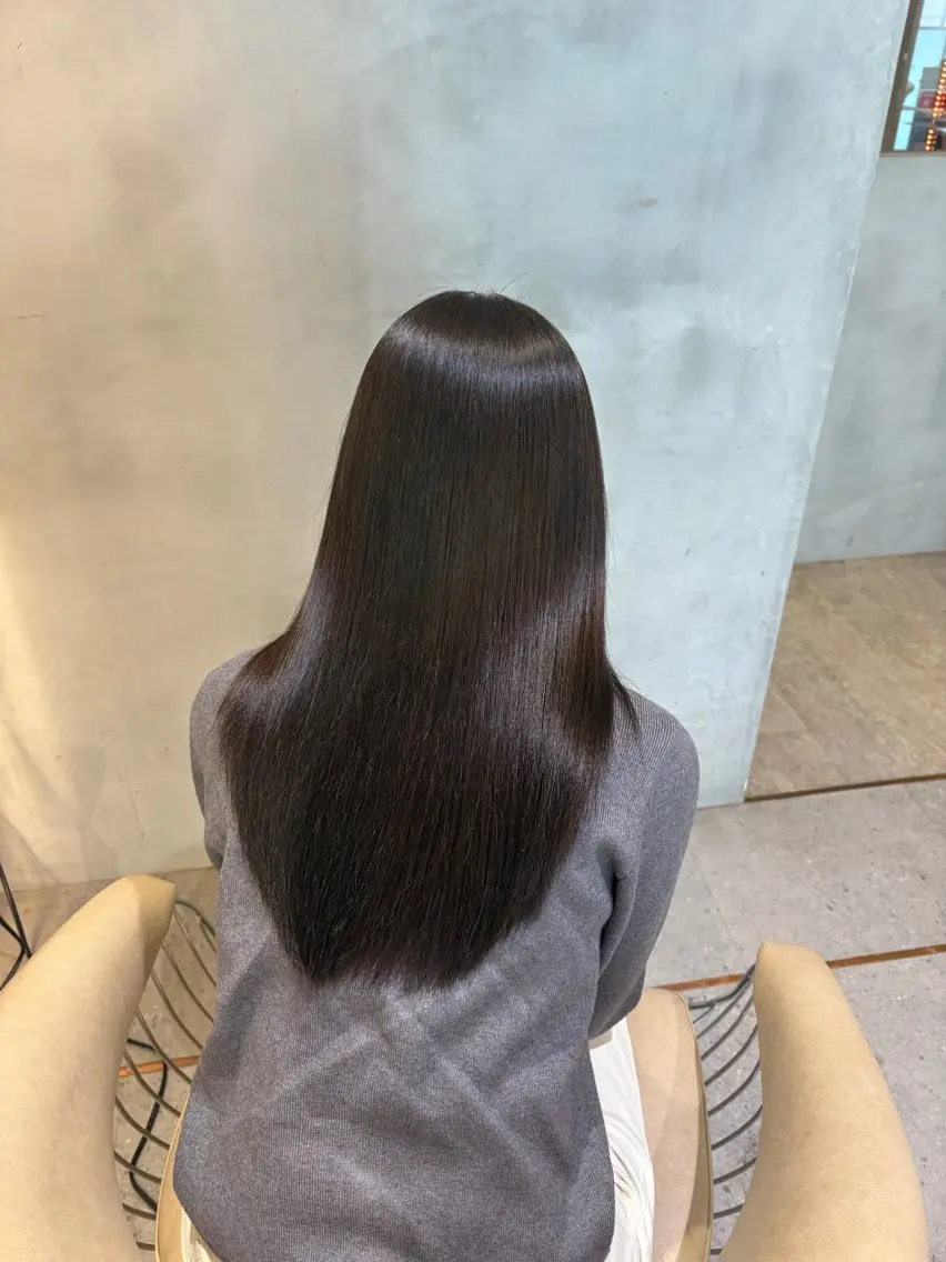 ロング 縮毛矯正 カット ヘアカラー 縮毛矯正 顔周りレイヤーカット /髪質改善/ゆう🤍のヘアスタイル