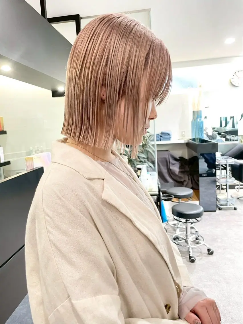 ショート カラー ベージュカラー ミルクティーベージュ ブリーチなし ダブルカラー/ゆなのその他イメージ