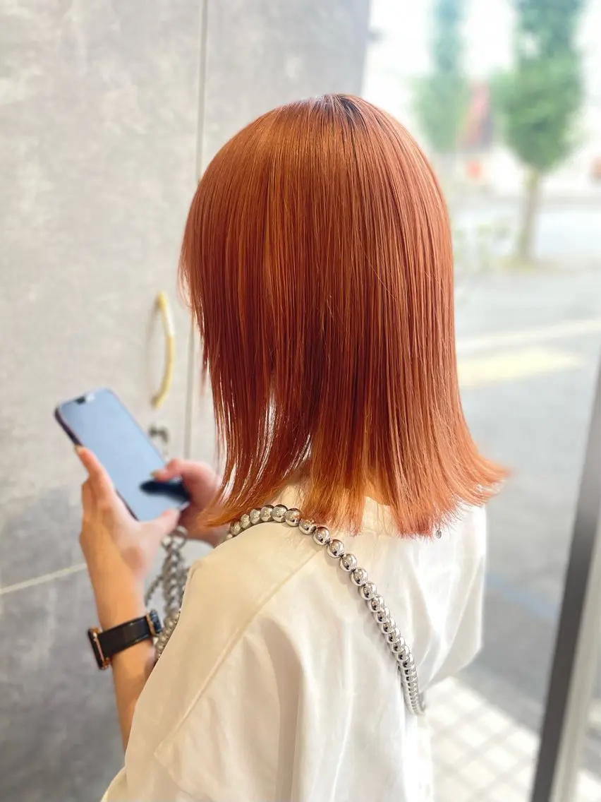 カラー オレンジ カット 小板橋 菜月のヘアスタイル