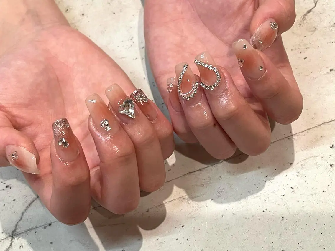ネイル ハンドネイル 韓国/ワンホン/長さ 出しつけ放題🎀のネイルデザイン