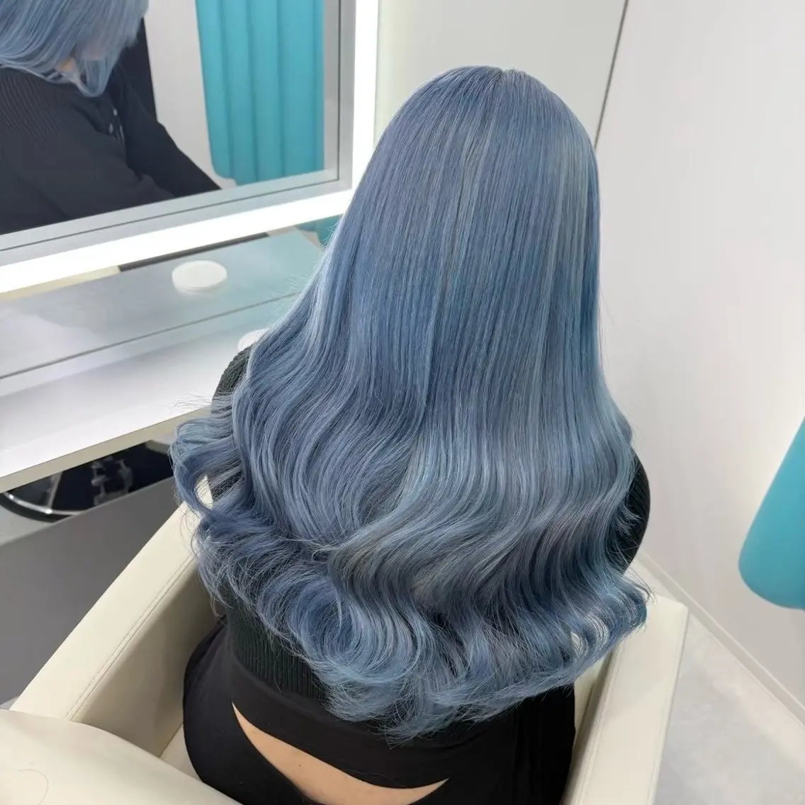 ロング カラー ブリーチ ブルーカラー カット ヘアカラー TACE新宿 みすずのヘアスタイル