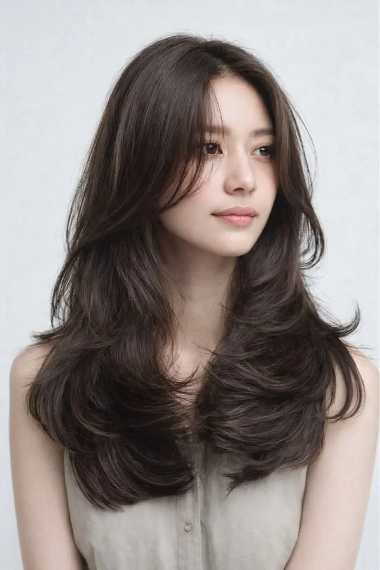 ロング カラー ヘアカラー 🍒モテ暖色カラー × うる艶✧ ゆなのヘアスタイル