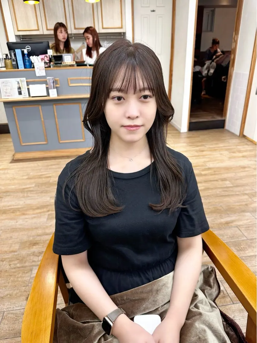 ロング カラー パーマ ヘアアレンジ メンズ キッズ レイヤーカット/ 巻ける縮毛矯正のヘアスタイル