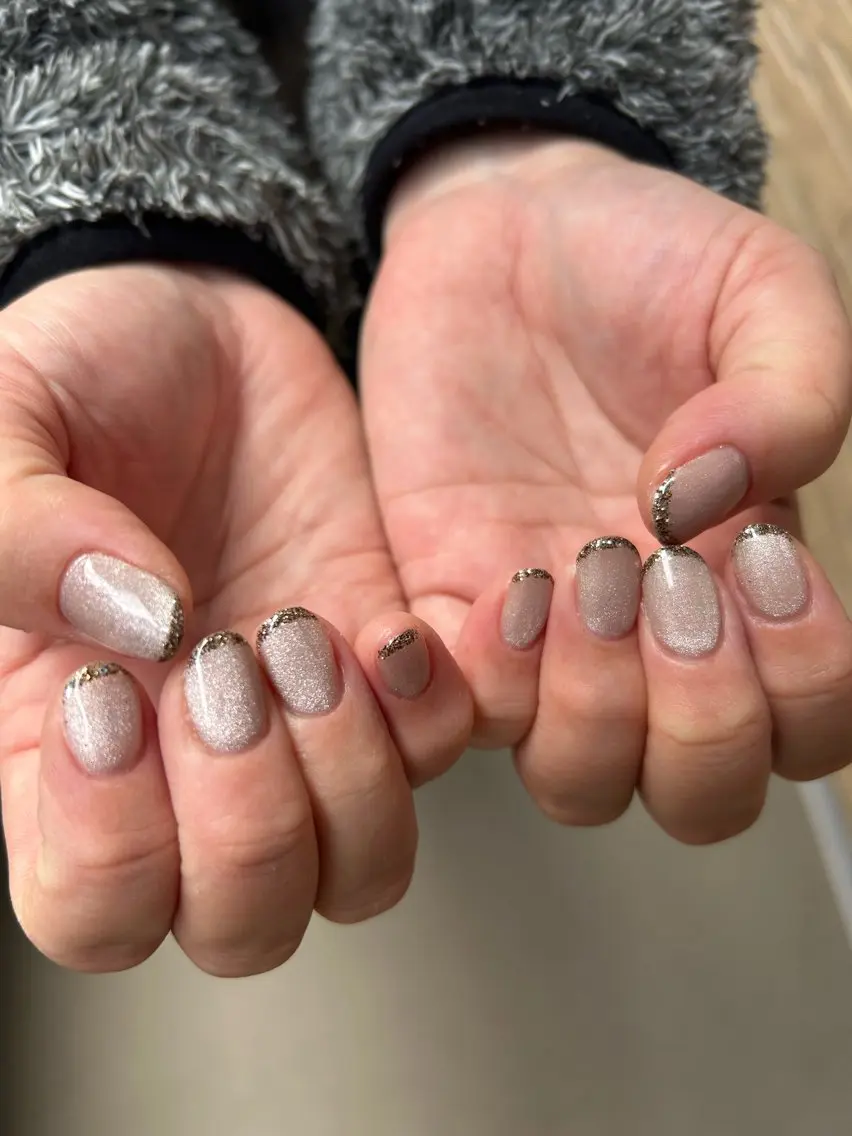 ネイル フレンチネイル ラメ(グリッター) マグネットネイル ハンドネイル 自宅サロン♡ Mamiのネイルデザイン