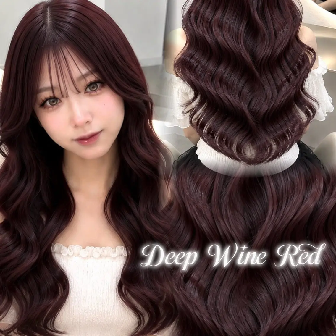 ロング カラー 透明感カラー レッドカラー ヘアカラー 韓国✖️カラーモデル 🩶kaede🩶のヘアスタイル