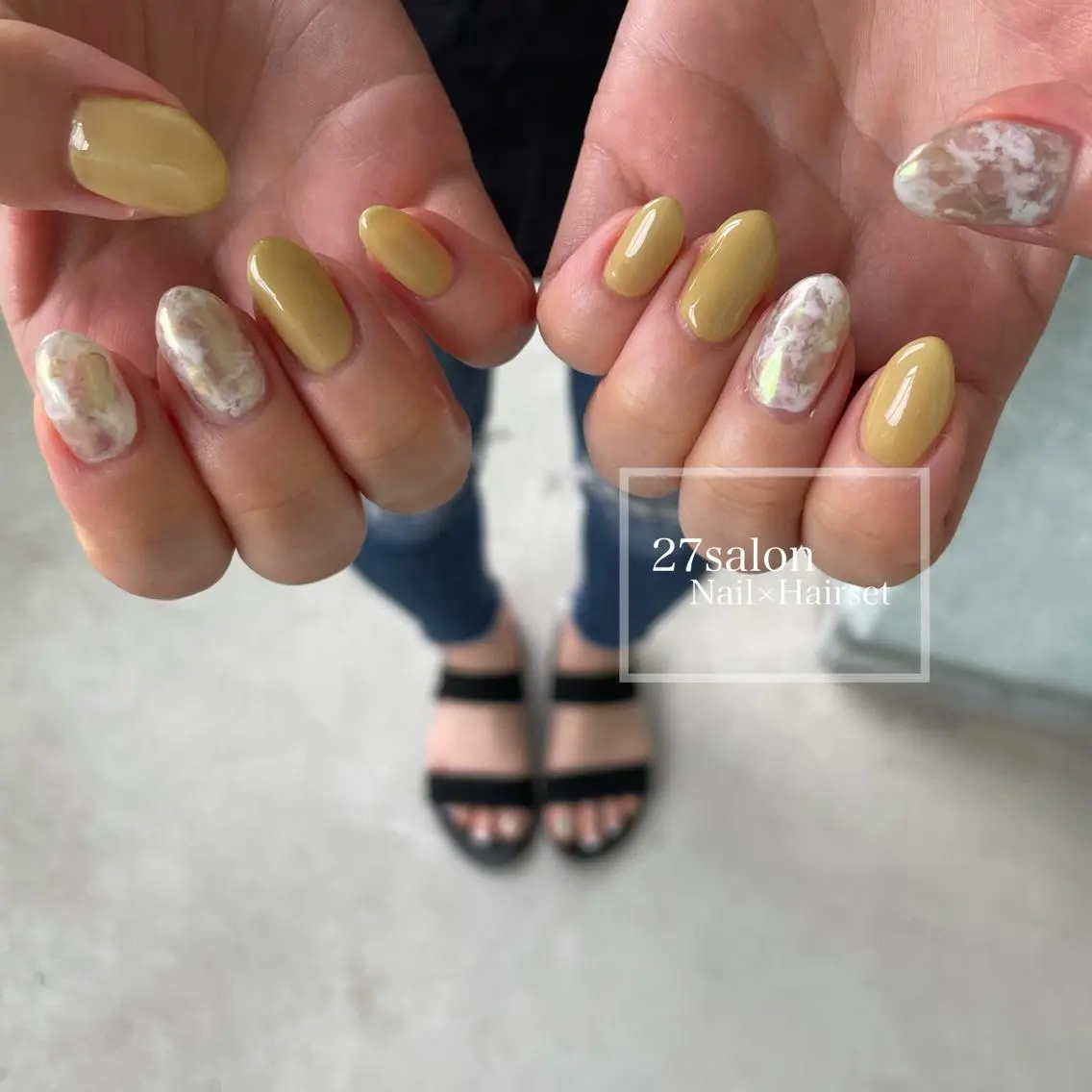 ネイル アートネイル 黄色 27salon yuinaのネイルデザイン