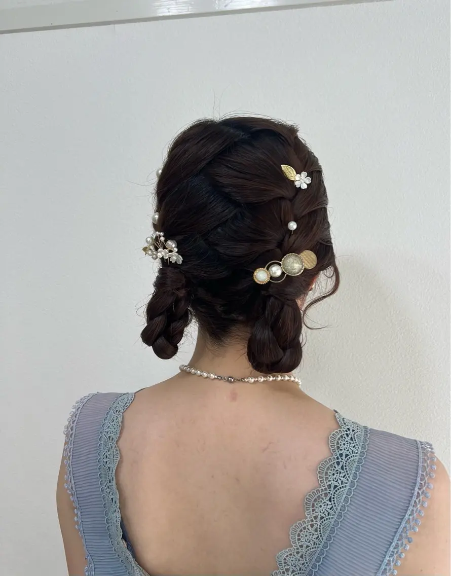 ロング ヘアアレンジ お団子ヘア 大羅 海比のヘアスタイル
