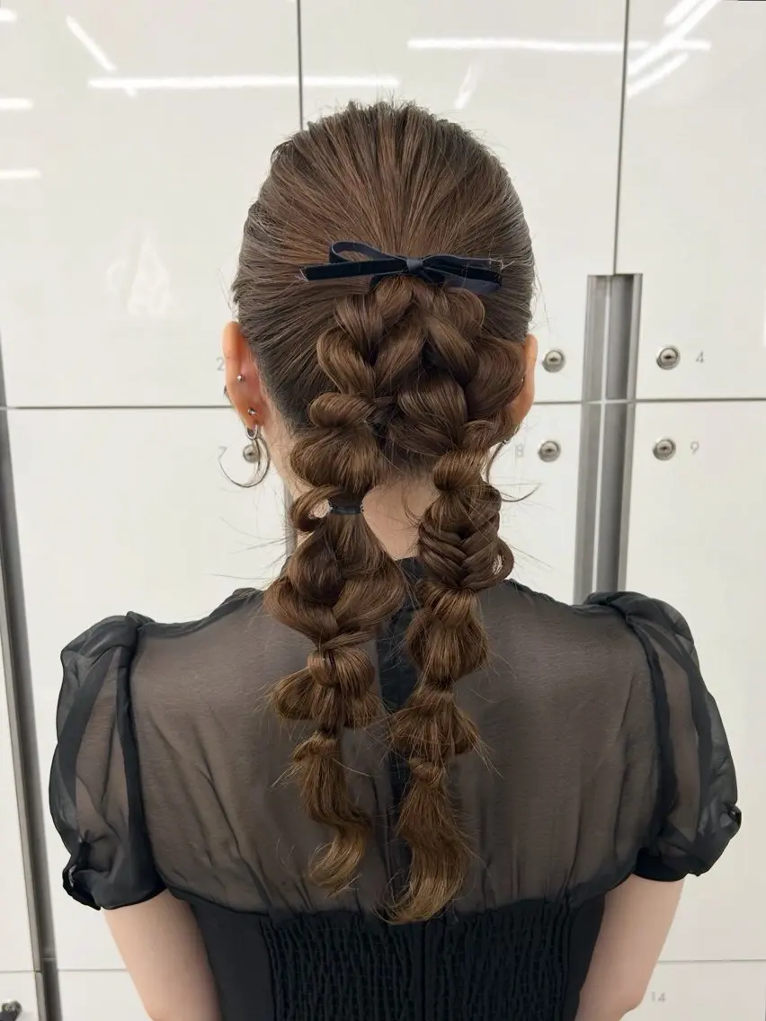 ロング ヘアアレンジ ポニーテール ヘアセット 韓国ヘア/顔周り ヘアセット/加藤優里のヘアスタイル