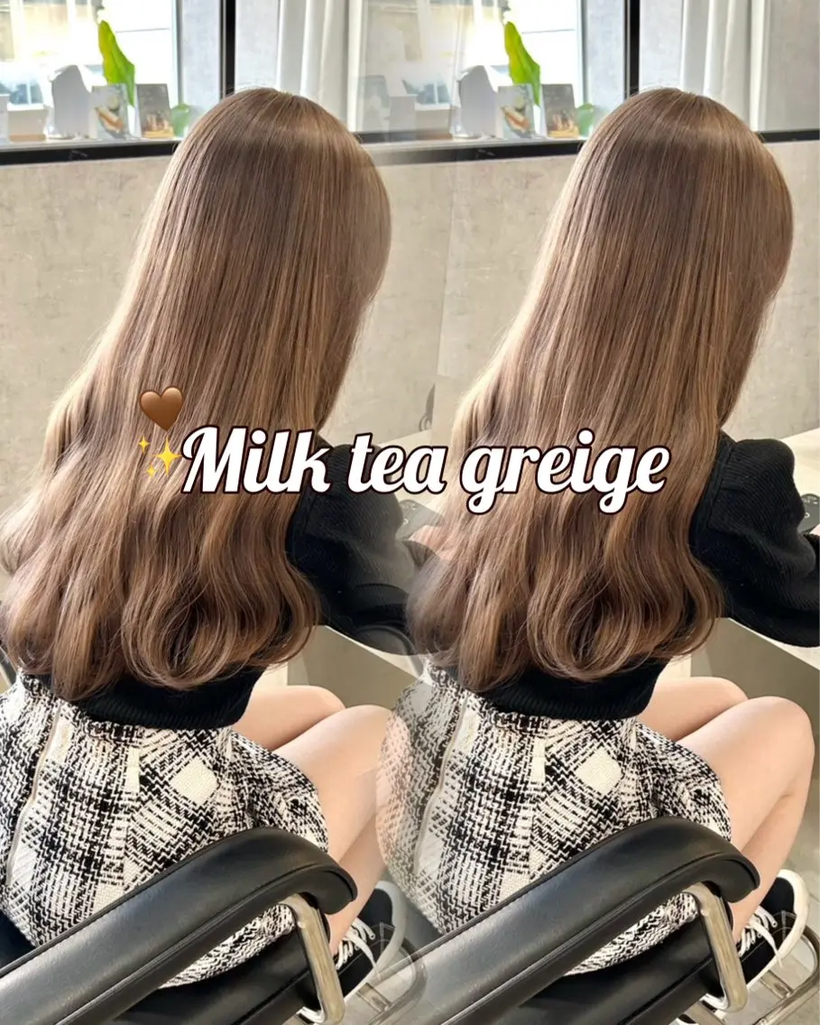 カラー 透明感カラー グレージュ ミルクティーグレージュ ヘアカラー 金城 愛美のヘアスタイル