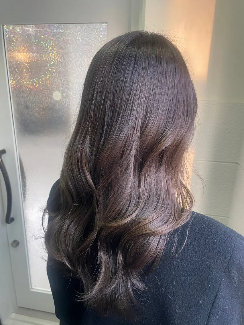 ロング カラー アッシュ アッシュブラウン ブラウンカラー オレンジ 中溝 トシミのヘアスタイル