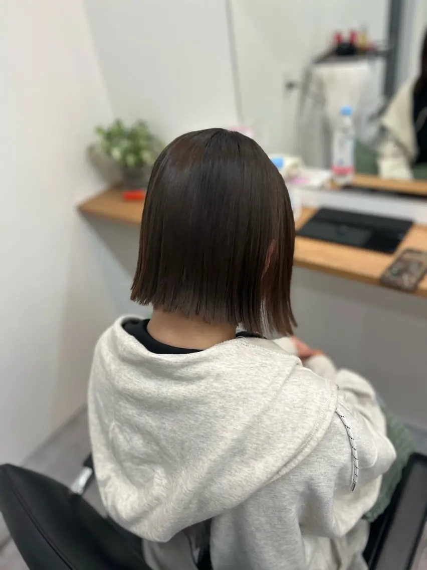 ミディアム ボブ 縮毛矯正 齋藤 真帆のヘアスタイル