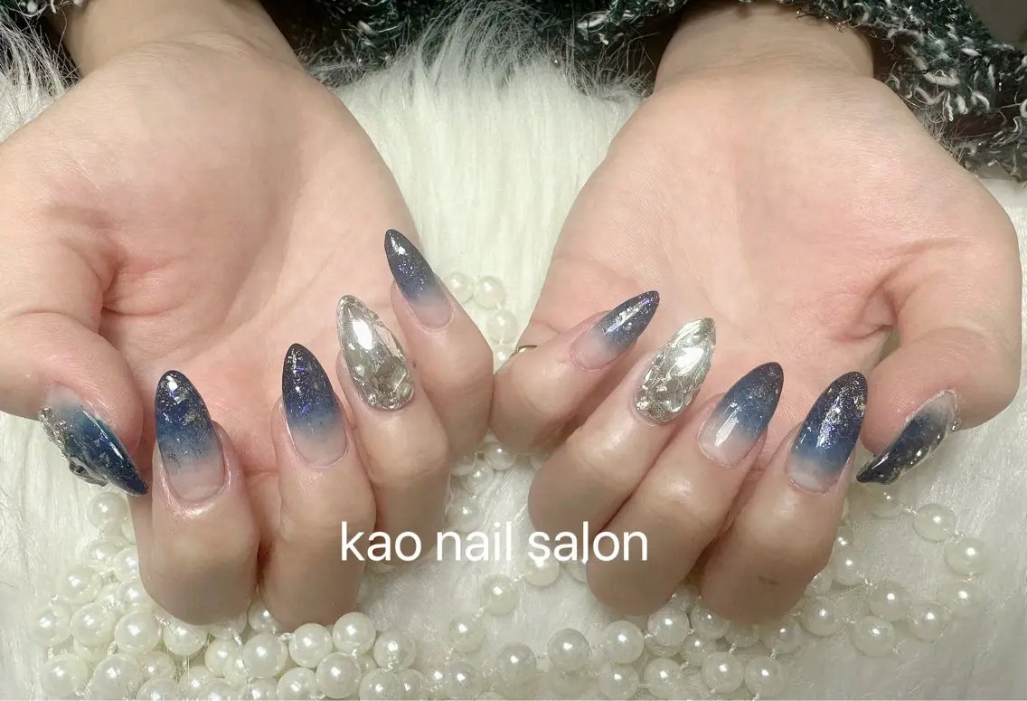 ネイル 持ち込み ストーンネイル ハンドネイル kao nail マグネット/長さだしのネイルデザイン
