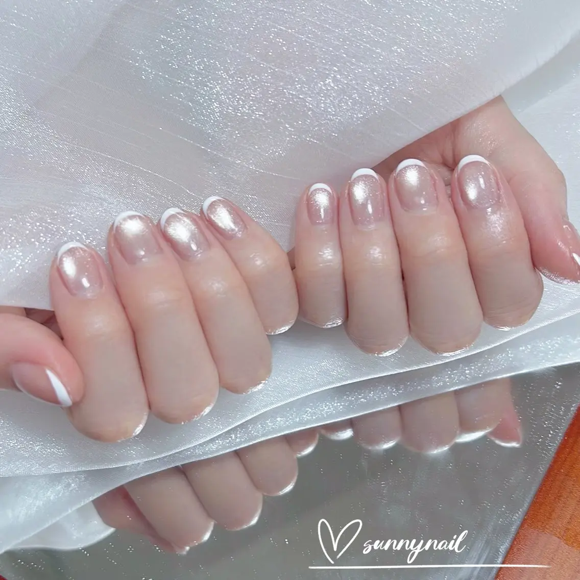 ネイル フレンチネイル ジェルネイル 韓国ネイル マグネットネイル マグネットフレンチ ハンドネイル ハンドケア sunnynail 小桃のネイルデザイン