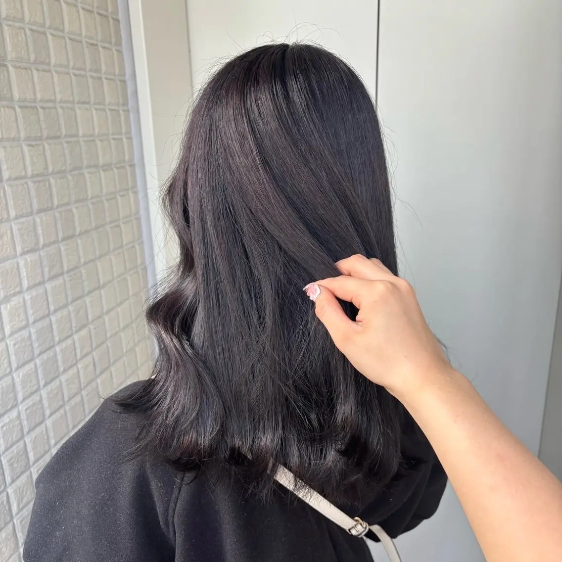 カラー 黒髪 ナチュラルブラック 銀座：似合わせカラー オリーブ🫒アレンジのヘアスタイル