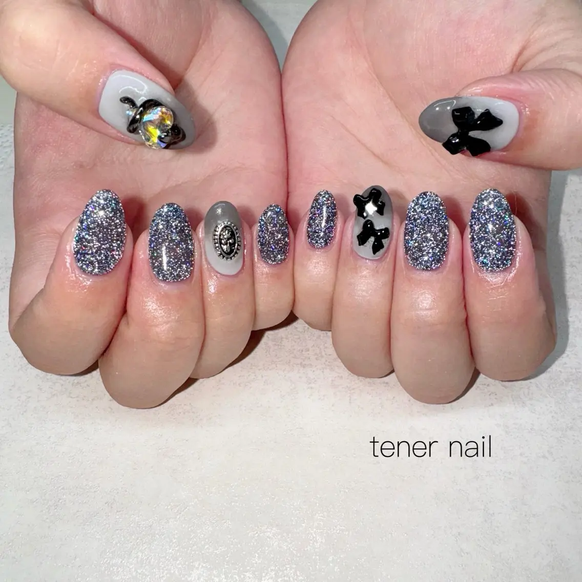 ネイル フラッシュネイル ハート ラメ(グリッター) ハンドネイル テネルネイル tener nailのネイルデザイン