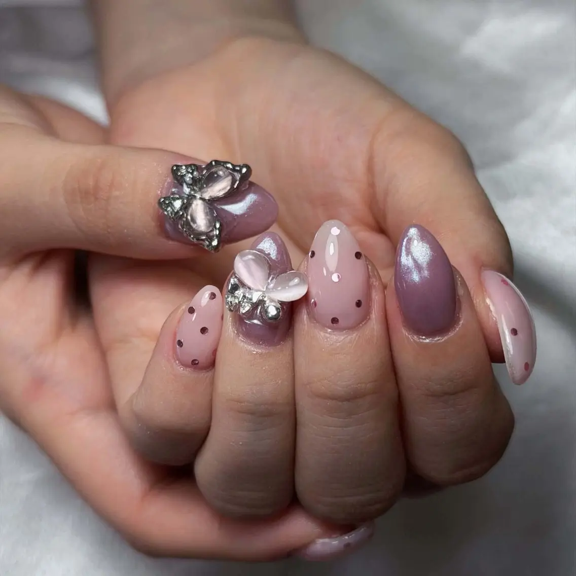 ネイル 桜ネイル 長さ出し フレンチネイル 韓国ネイル マグネットネイル ハンドネイル Kiwami nailsalonのネイルデザイン