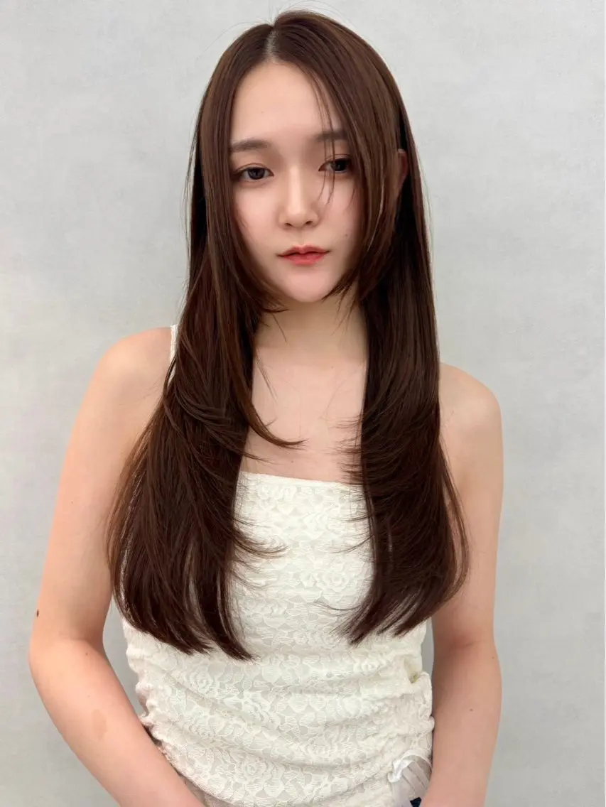 ロング カラー カット ヘアカラー トリートメント 韓国ヘア🇰🇷透明 感カラー/yui💞のヘアスタイル