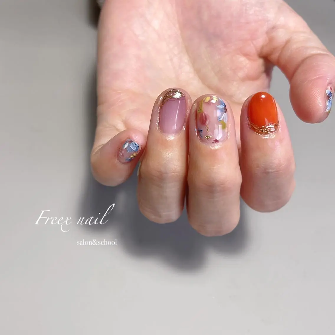 ネイル フラワーネイル ハンドネイル フットネイル freex nail /ニュアンス/個性派のネイルデザイン