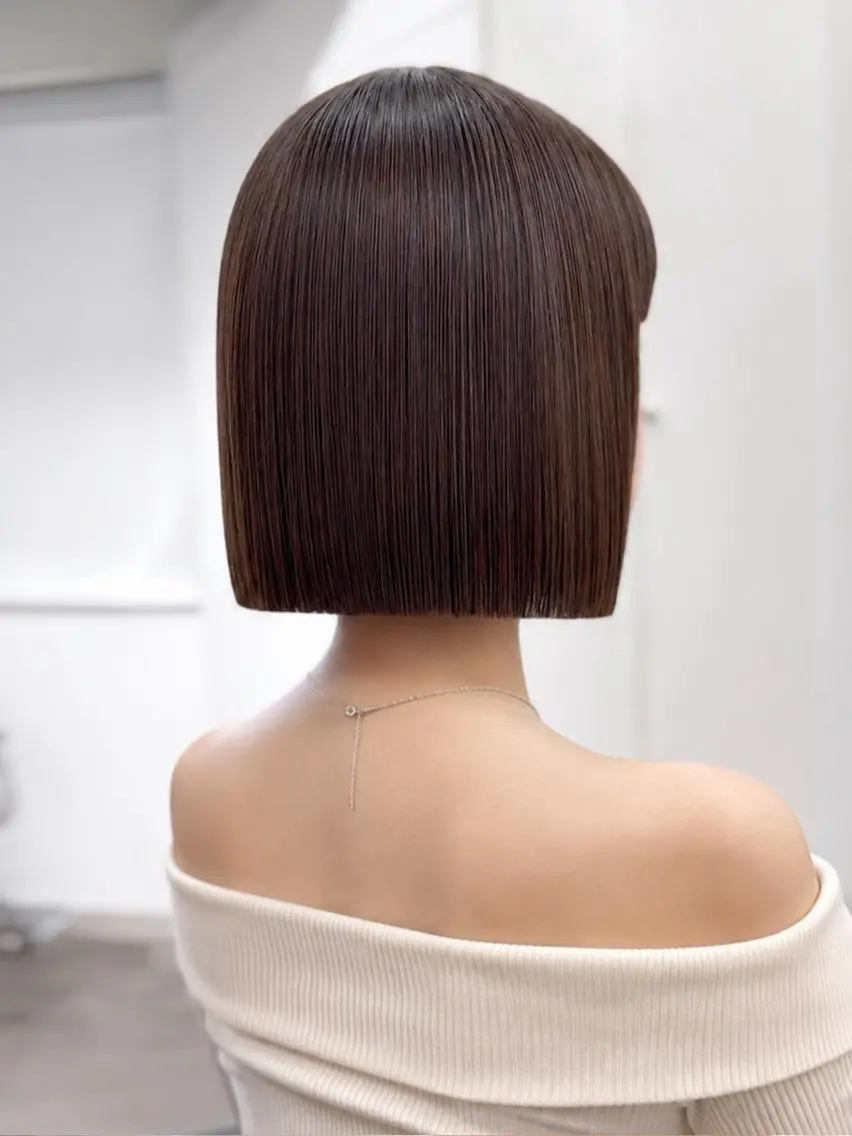 ミディアム カット トリートメント 渋谷ボブ🤍/髪質 改善/縮毛矯正/瑞月のヘアスタイル