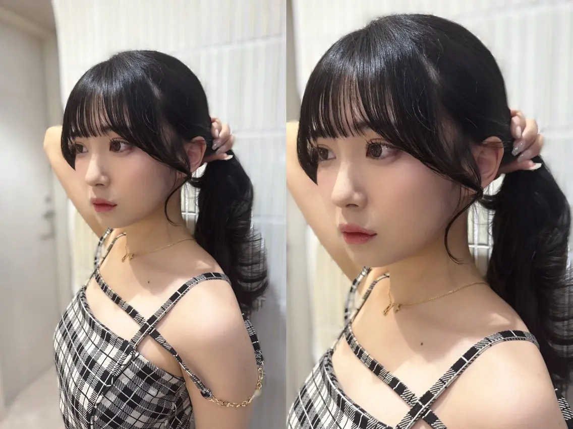 セミロング カット ヘアカラー トリートメント 上品♡韓国レイヤー 🤍のの🤍のヘアスタイル