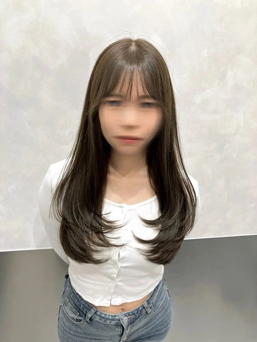 ロング カラー カット ヘアカラー トリートメント 💖ブリーチなし透明 感💖ASAHIのヘアスタイル