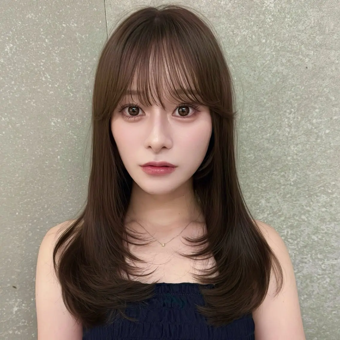 ロング カラー ベージュカラー オリーブベージュ レイヤーカット カット 韓国レイヤー🇰🇷 /縮毛矯正💎/月音のヘアスタイル