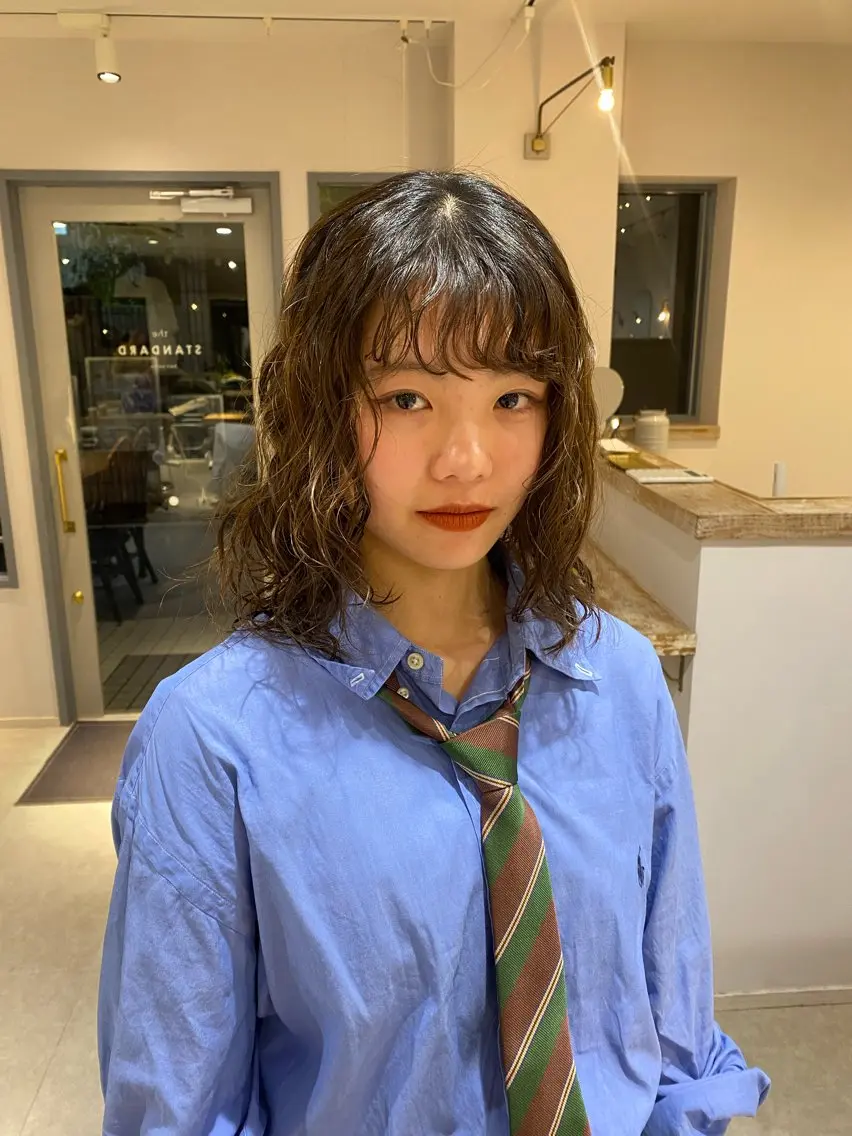 ミディアム パーマ 【仙川】ショート セリナ‎🤍のヘアスタイル