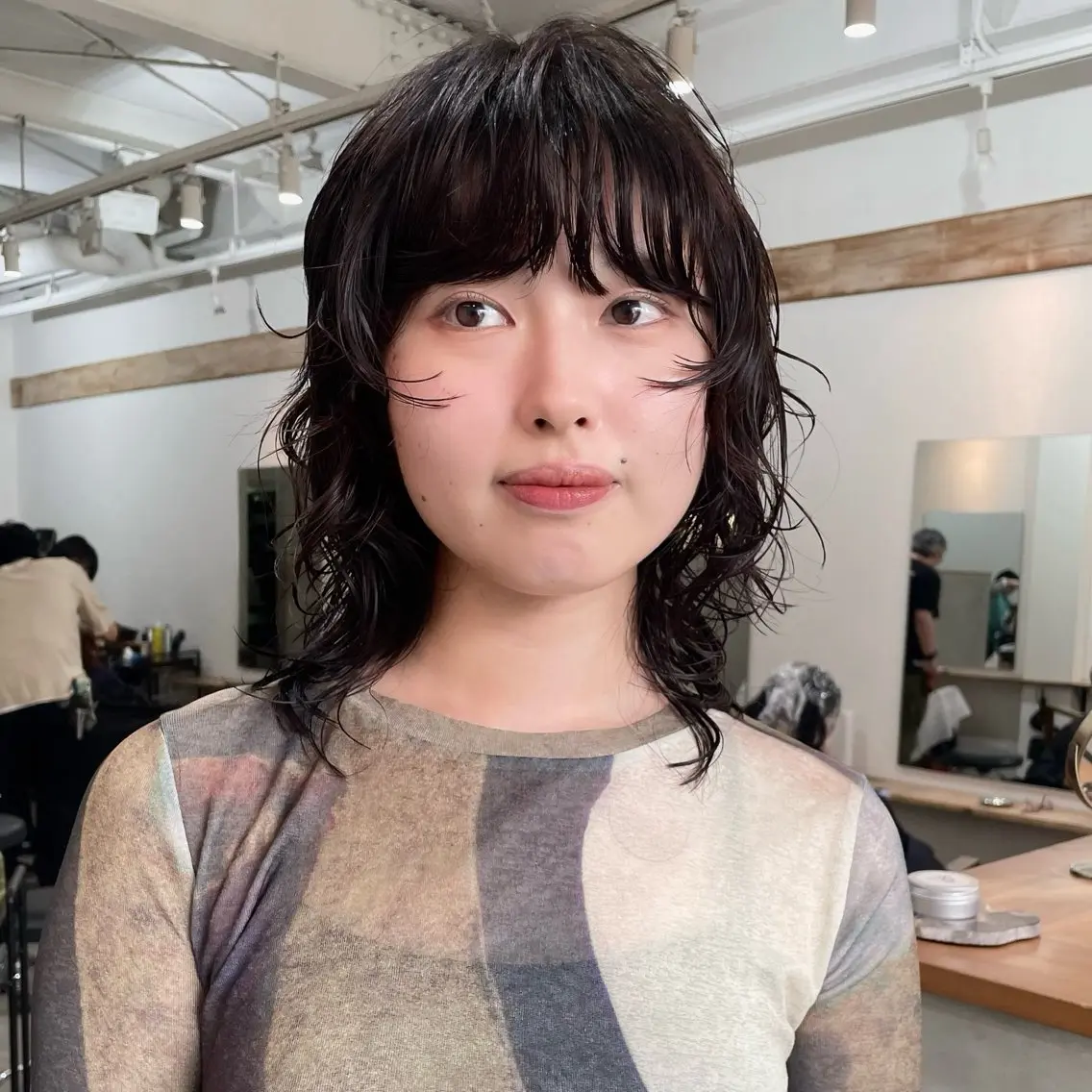 ミディアム パーマ レイヤーカット カット パーマ トリートメント 野村矩樂/パーマ /縮毛矯正のヘアスタイル