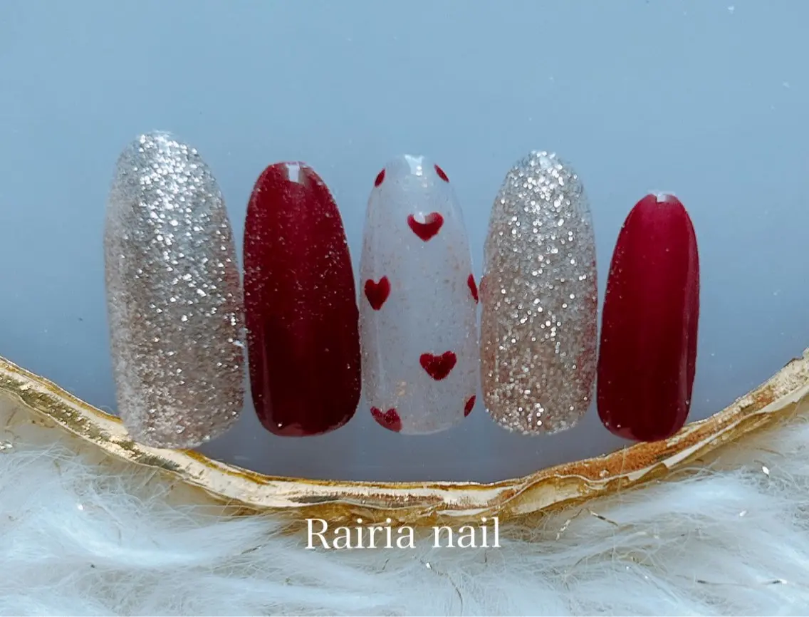 ネイル ジェルネイル パラジェル バレンタイン Rairia nail本八幡店のネイルデザイン