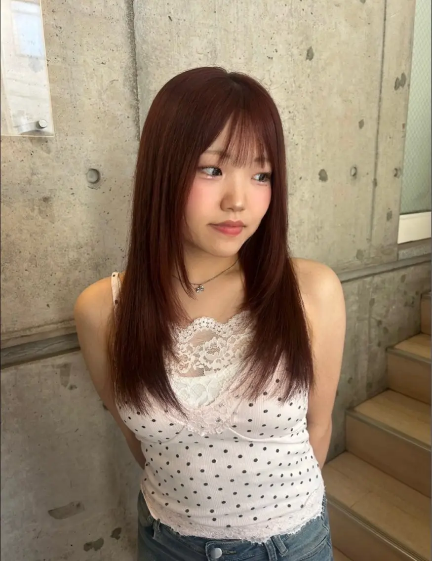 セミロング カラー ブラウンカラー ピンクカラー ヘアカラー eMu_ rimiのヘアスタイル