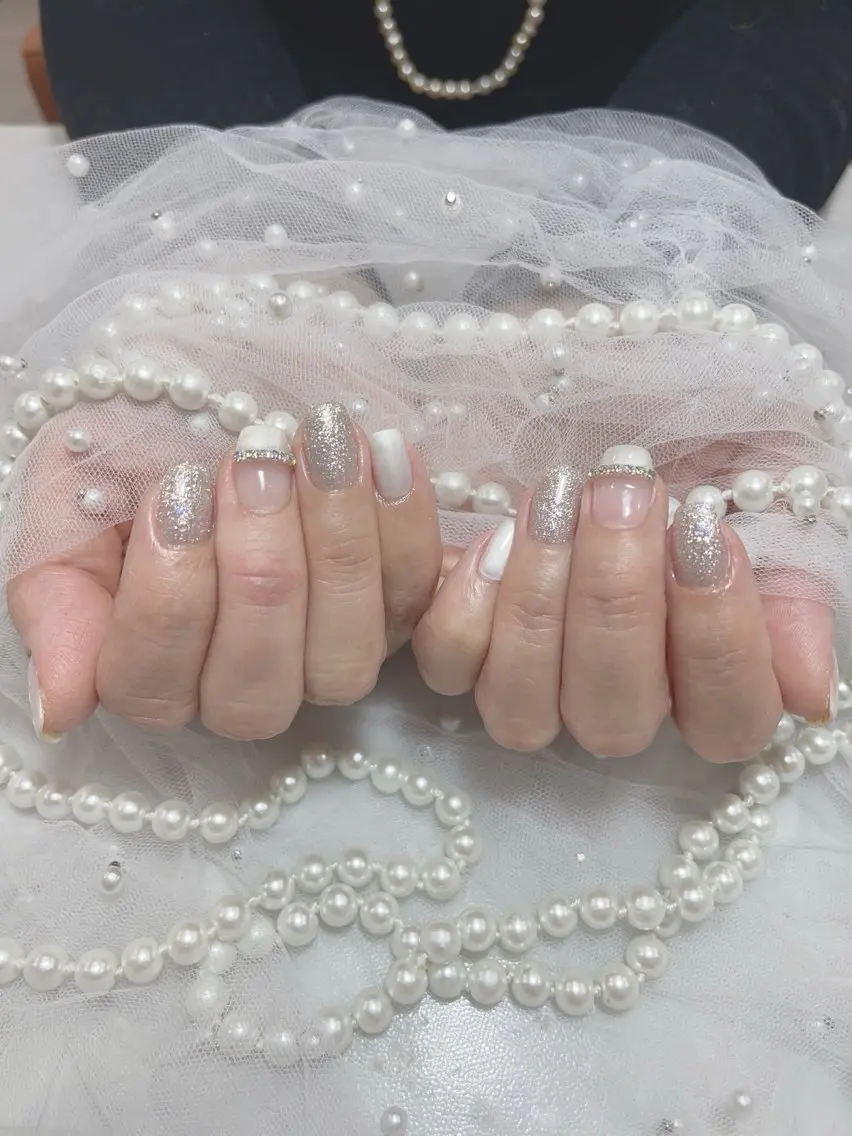 ネイル アートネイル フラッシュネイル フレンチネイル ガラスフレンチ グラデーション M2beauty Renaのネイルデザイン