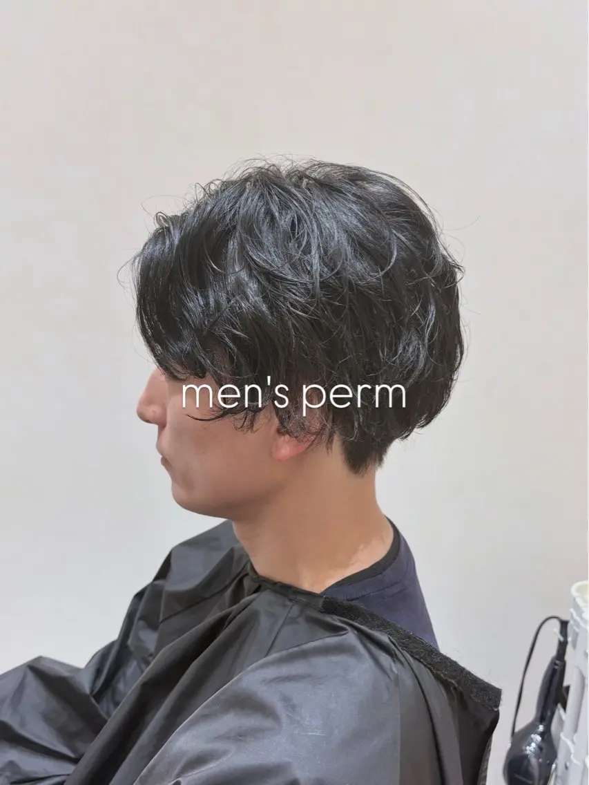 ショート パーマ メンズ センターパート メンズパーマ ニュアンスパーマ 新越谷|全席個室| YASUOKAのヘアスタイル