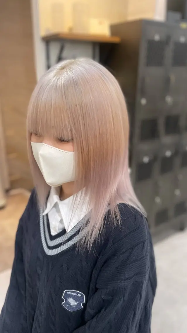 ミディアム カラー ルナ🫐縮毛矯正 🫐髪質改善のヘアスタイル